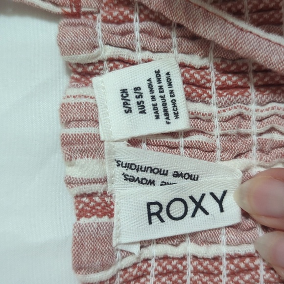 Roxy Under the Cali Sun Striped Mini Dress, Color Baked Clay Size S - Picture 11 of 16